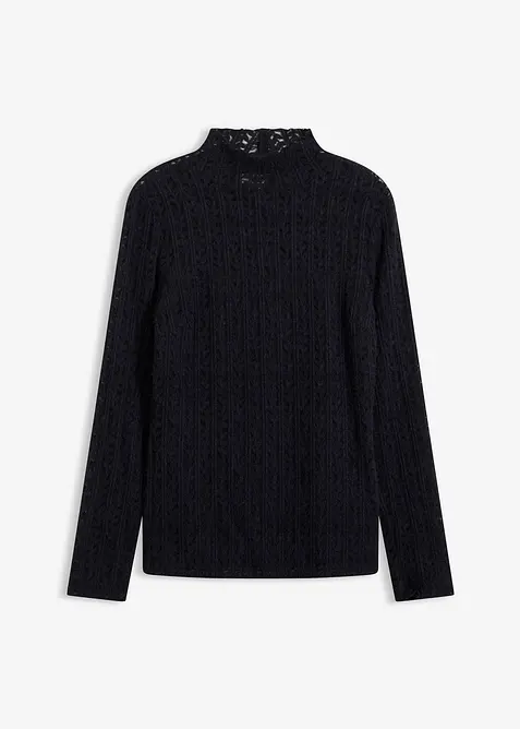 Colshirt met kant, bonprix