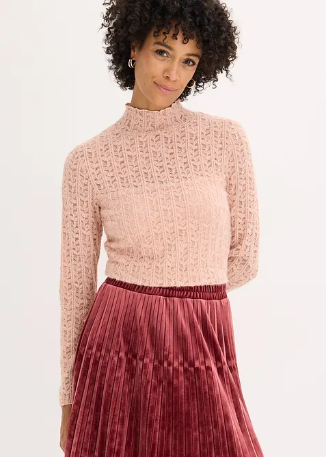 Colshirt met kant, bonprix