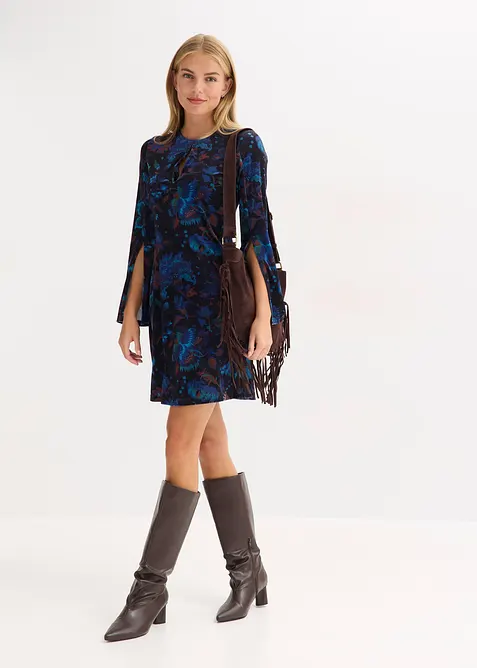 Mini jurk van soepel velours, bonprix