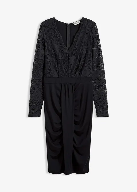 Kanten jurk met drapering, bonprix