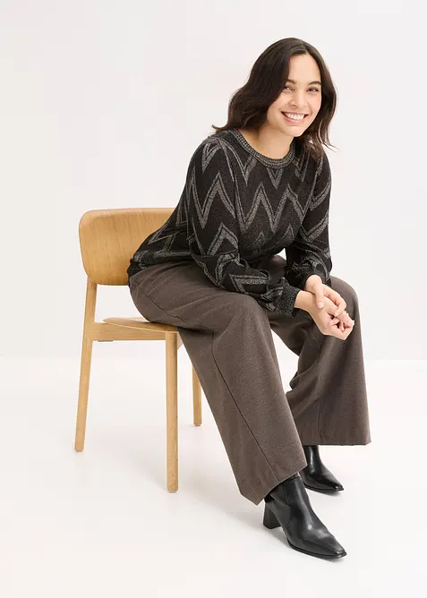 Fijn gebreide trui met glittereffect, bonprix