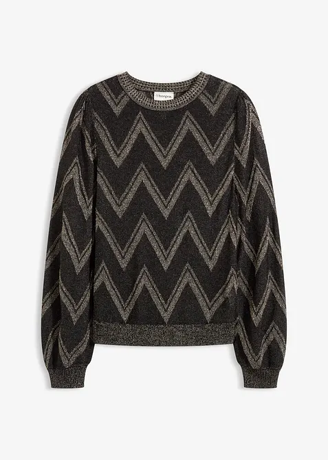 Fijn gebreide trui met glittereffect, bonprix