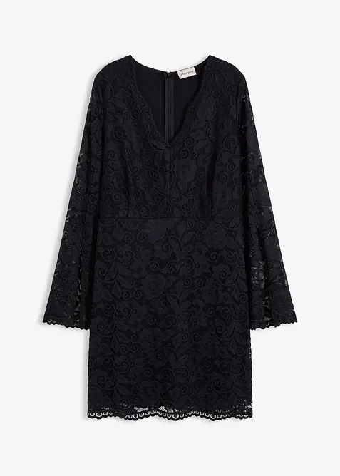 Kanten jurk met trompetmouwen, bonprix