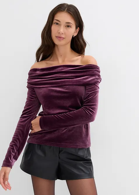 Carmen-shirt van zacht fluweel, bonprix