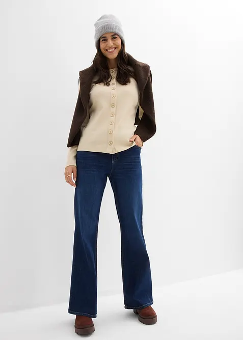 Geribde longsleeve van katoen, bonprix