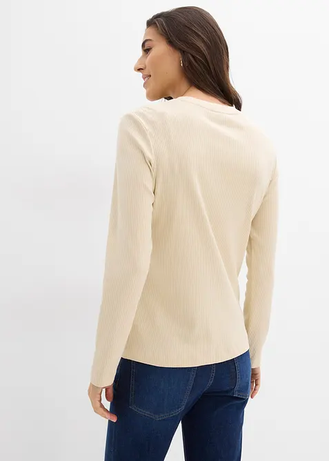 Geribde longsleeve van katoen, bonprix