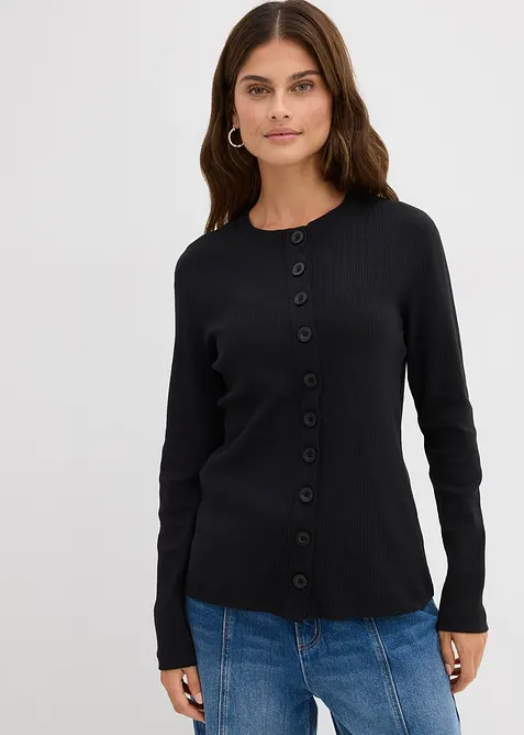 Geribde longsleeve van katoen, bonprix
