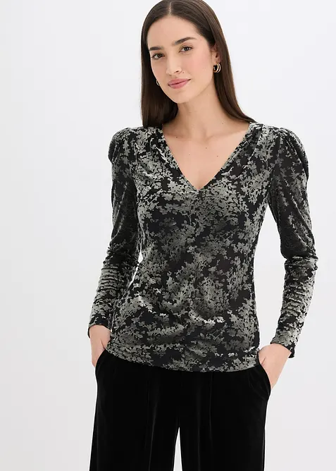 Longsleeve van D&eacute;vor&eacute; fluweel, bonprix