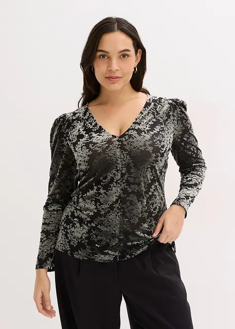 Longsleeve van D&eacute;vor&eacute; fluweel, bonprix