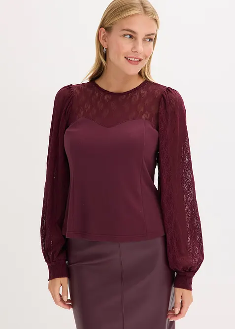 Longsleeve met kant, bonprix