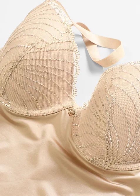 Corrigerende voorgevormde bh top met glanseffect, medium corrigerend, bonprix