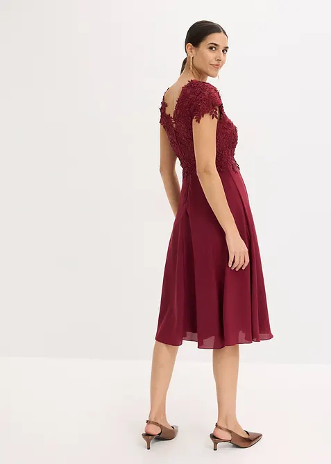 Midi jurk van delicate tule met kant, bonprix