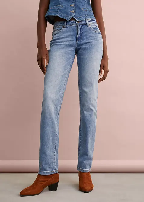 Stretch jeans mid waist, straight, bonprix