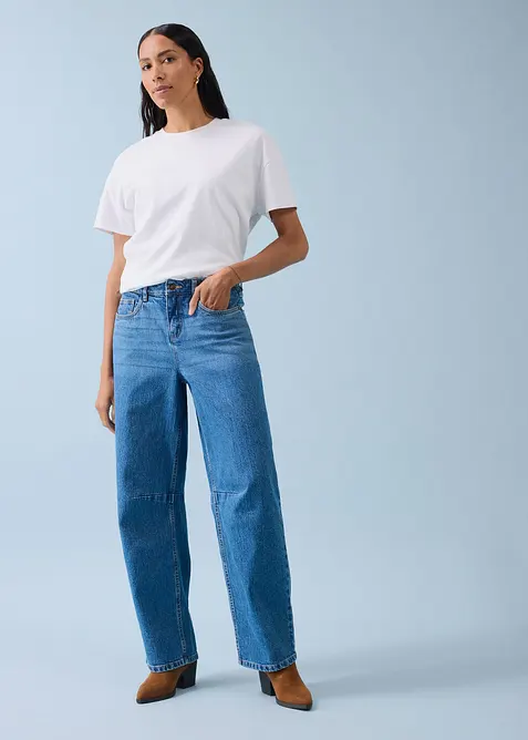 Barrel jeans mid waist, bonprix