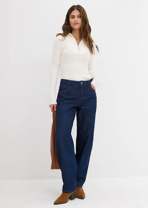 Barrel jeans mid waist, super soft, bonprix