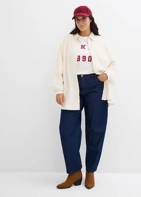 Barrel jeans mid waist, super soft, bonprix