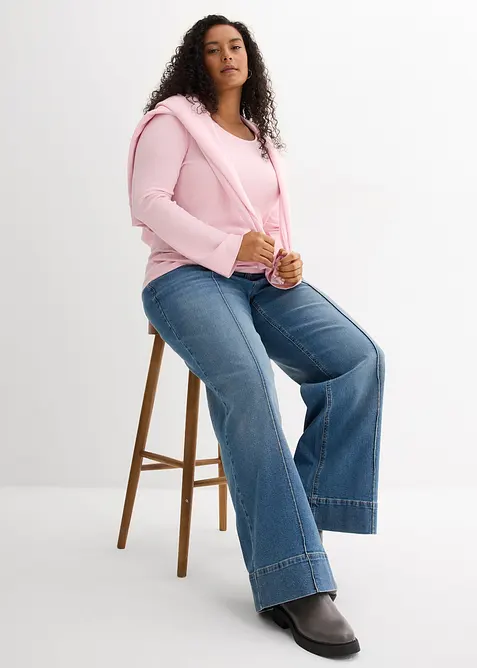 Longsleeve van geribd materiaal, bonprix