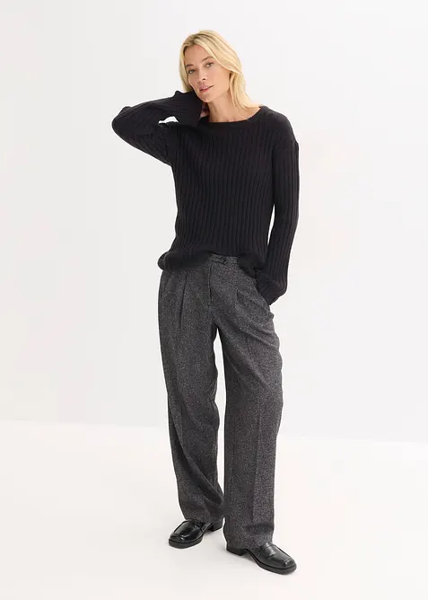 Geribde oversized trui, bonprix