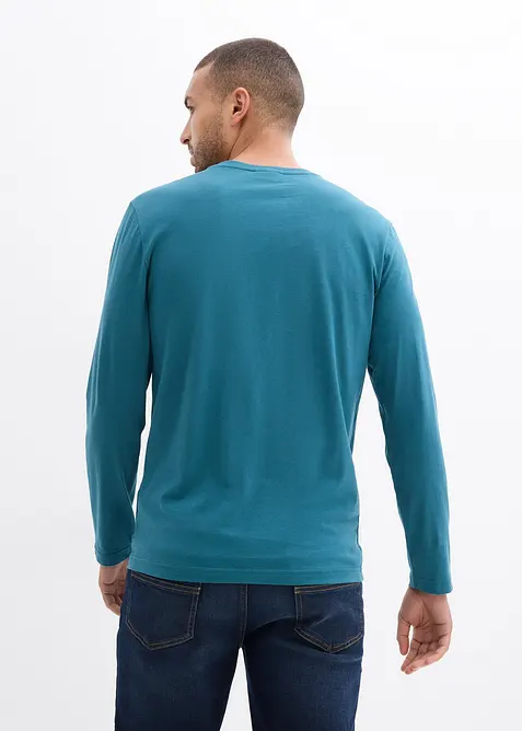 Henley shirt van biologisch katoen (set van 2), lange mouw, bonprix