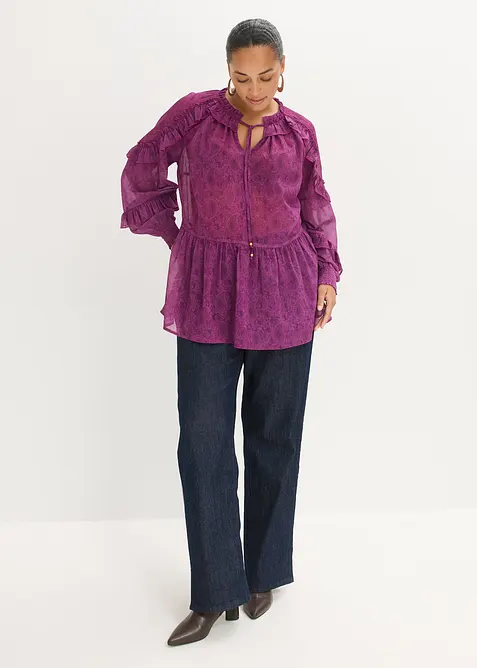 Chiffon blouse met ruches, bonprix