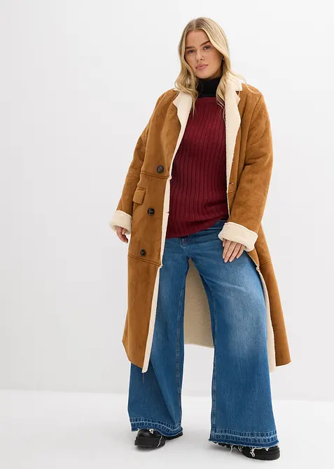 Geribde oversized trui, bonprix