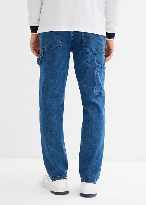 Relaxed fit carpenter jeans met comfortabele tailleband, straight, bonprix