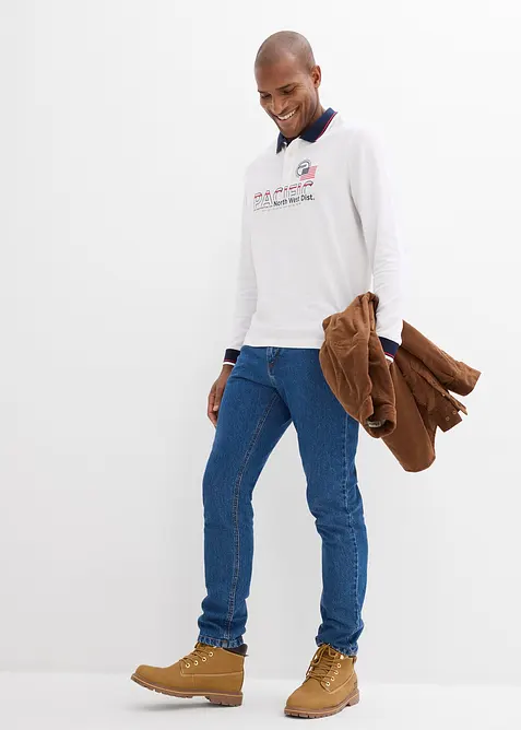 Piqu&eacute; poloshirt van bioloigisch katoen, met lange mouwen, bonprix