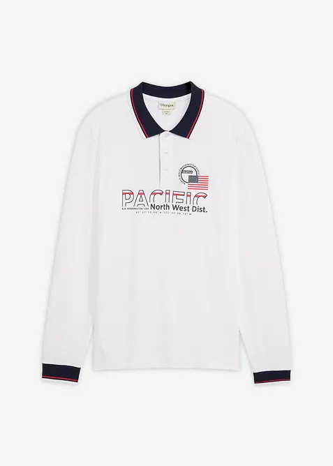 Piqu&eacute; poloshirt van bioloigisch katoen, met lange mouwen, bonprix