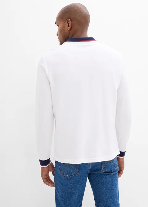 Piqu&eacute; poloshirt van bioloigisch katoen, met lange mouwen, bonprix