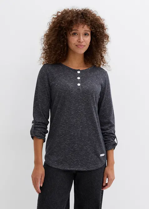 Longsleeve met knoopsluiting van katoenmix, bonprix