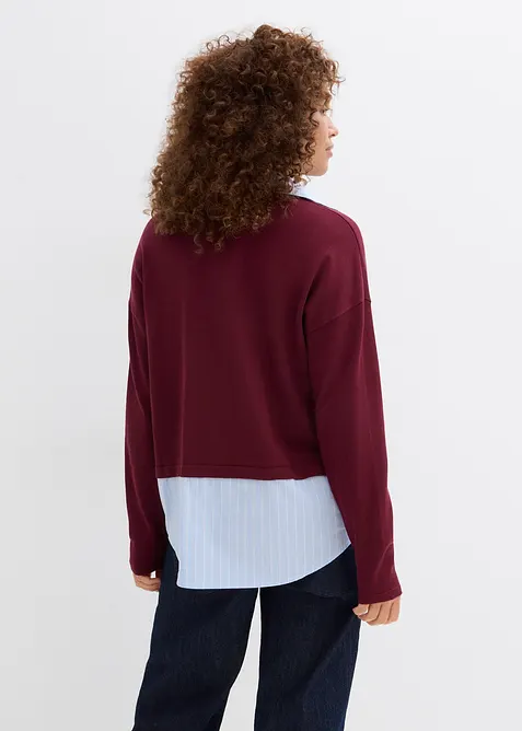 Fijn gebreide trui met blouse-inzet, bonprix