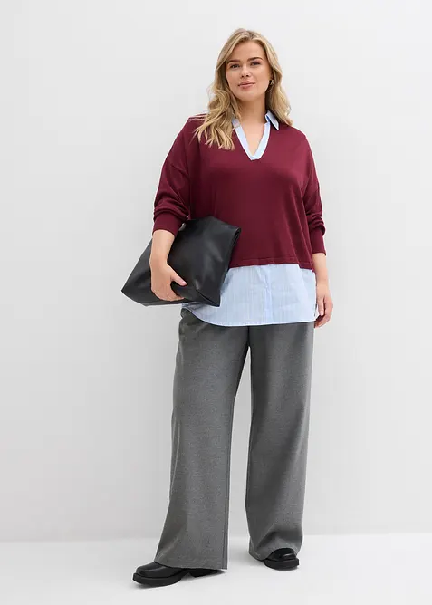 Fijn gebreide trui met blouse-inzet, bonprix