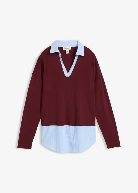 Fijn gebreide trui met blouse-inzet, bonprix