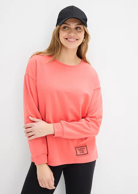 Longsleeve van katoenmix met high-low zoom, bonprix