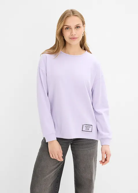 Longsleeve van katoenmix met high-low zoom, bonprix