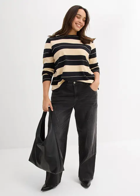 Wide leg jeans, mid waist, bonprix