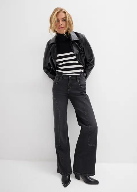 Wide leg jeans, mid waist, bonprix