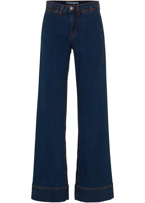 Wide leg comfort stretch jeans, mid waist, bonprix