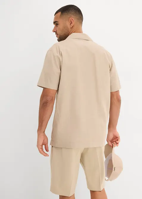 Overhemd met linnen en korte mouwen, loose fit, bonprix