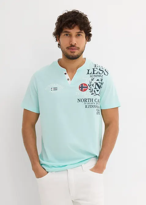 Henley shirt met korte mouwen van biologisch katoen, bonprix