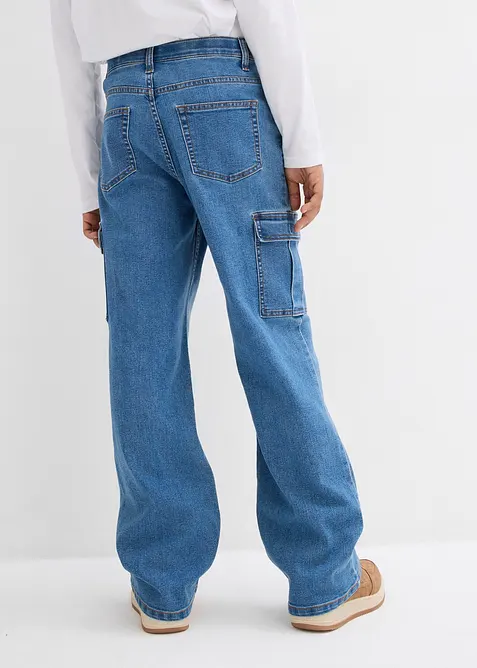 Cargo jeans loose fit straight met verstelbare tailleband en stretch, bonprix