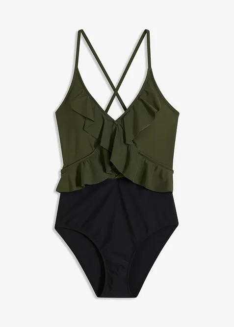 Badpak met cut-out en volants, bonprix