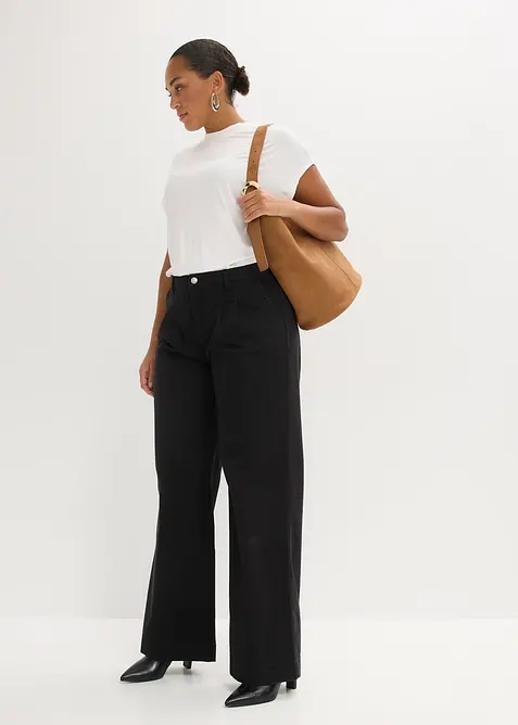 Wide leg bandplooibroek met een comfortabele tailleband, bonprix