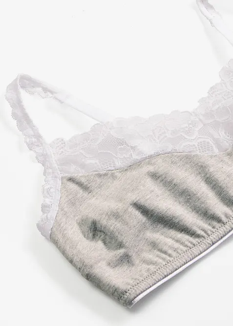 Bralette zonder beugels, met katoen en kant, bonprix