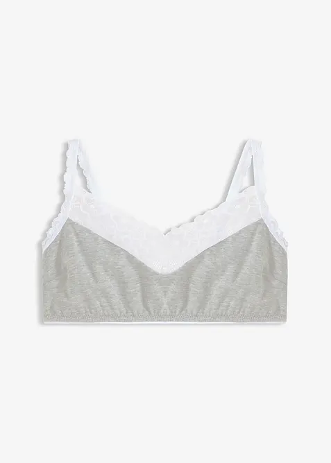Bralette zonder beugels, met katoen en kant, bonprix