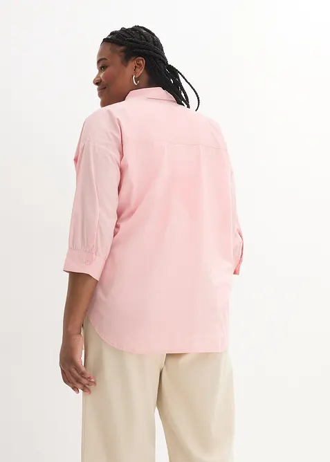 Oversized blouse van katoen met 3/4 mouwen, bonprix