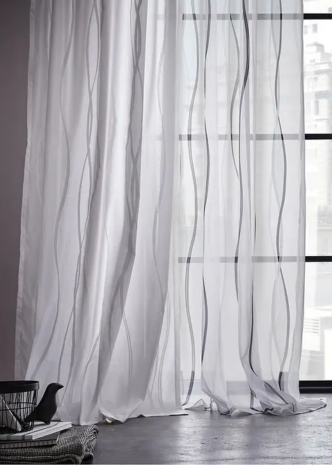 Transparant gordijn met golfmotief (1 stuk), bonprix