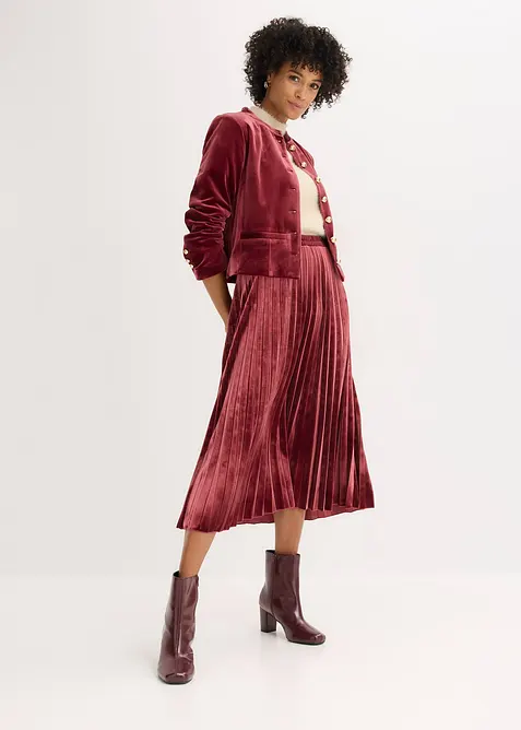 Plissé rok van zacht fluweel, bonprix