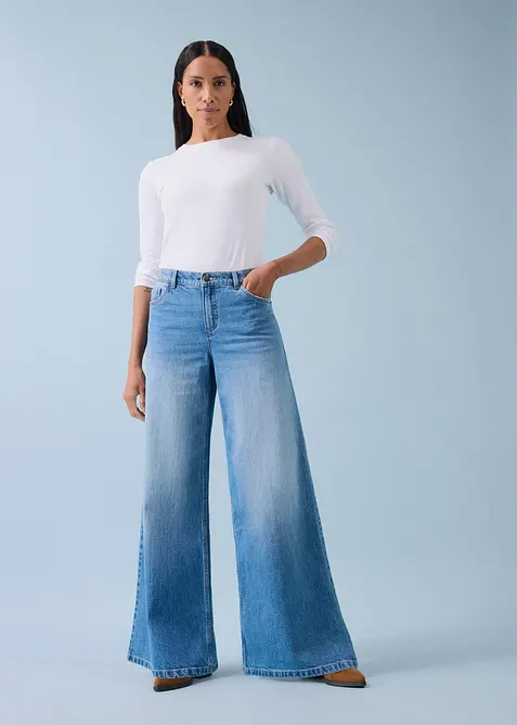 Wide leg jeans, mid waist, bonprix