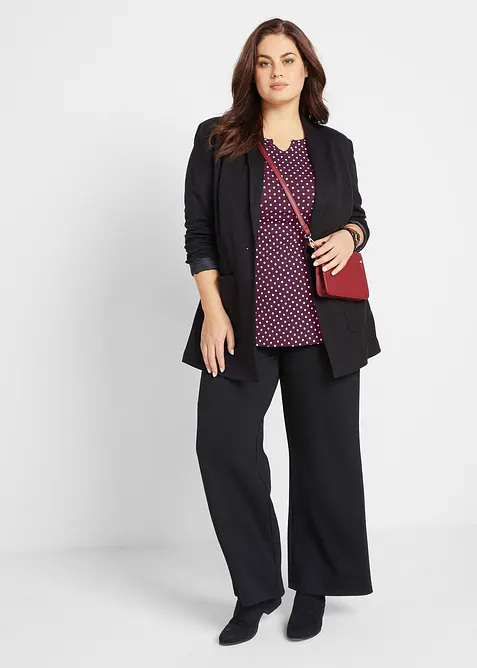 Gestippelde longsleeve met zijsplitten, bonprix